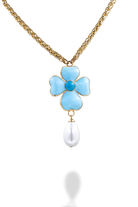 Collier en pâte de verre fait à la main en France Turquoise centre turquoise Foncée