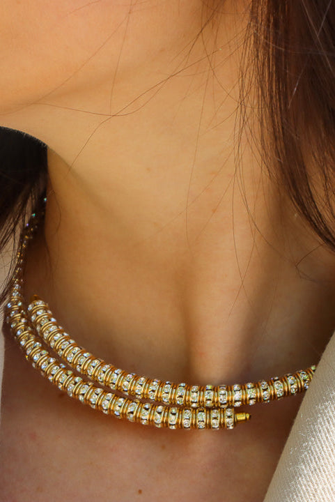 collier dorée ras de cou strass Swarovski chocker