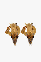 Boucles d'oreilles vintage doré en forme de serpent détail strass 