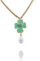 Collier en pâte de verre fait à la main en France Jade vert