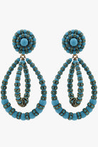 Boucles d'oreilles fermoir clip bleu turquoise en perle - fait main - françoise montague 