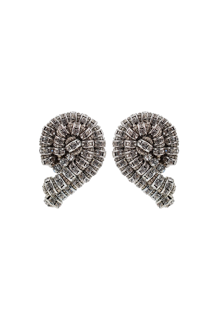 Boucles d'oreilles clip Mayfair argentées en strass — Françoise Montague