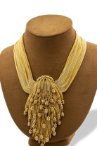 Collier couture dorée et strass cristal fait à la main en France