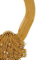 Collier fait à la main en France en chaîne dorée et en rondelle de strass cristal bijou couture de luxe