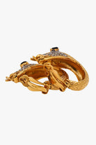Boucles d'oreilles vintage doré en forme de serpent 