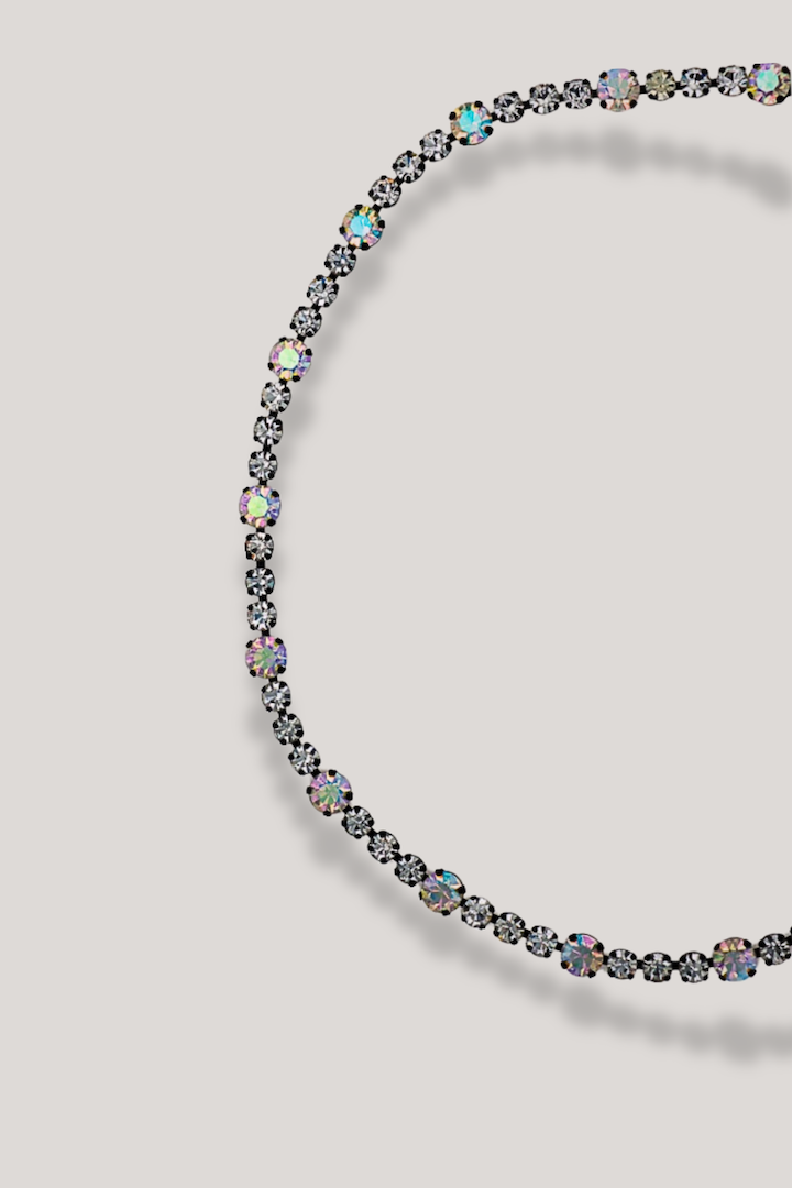 Collier en strass ras de cou femme vintage 