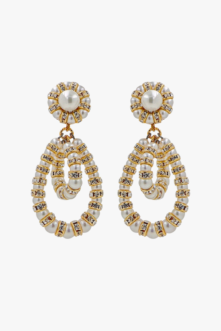 Boucles d'oreilles pendante en perles et en rondelles de strass bijoux fantaisie 