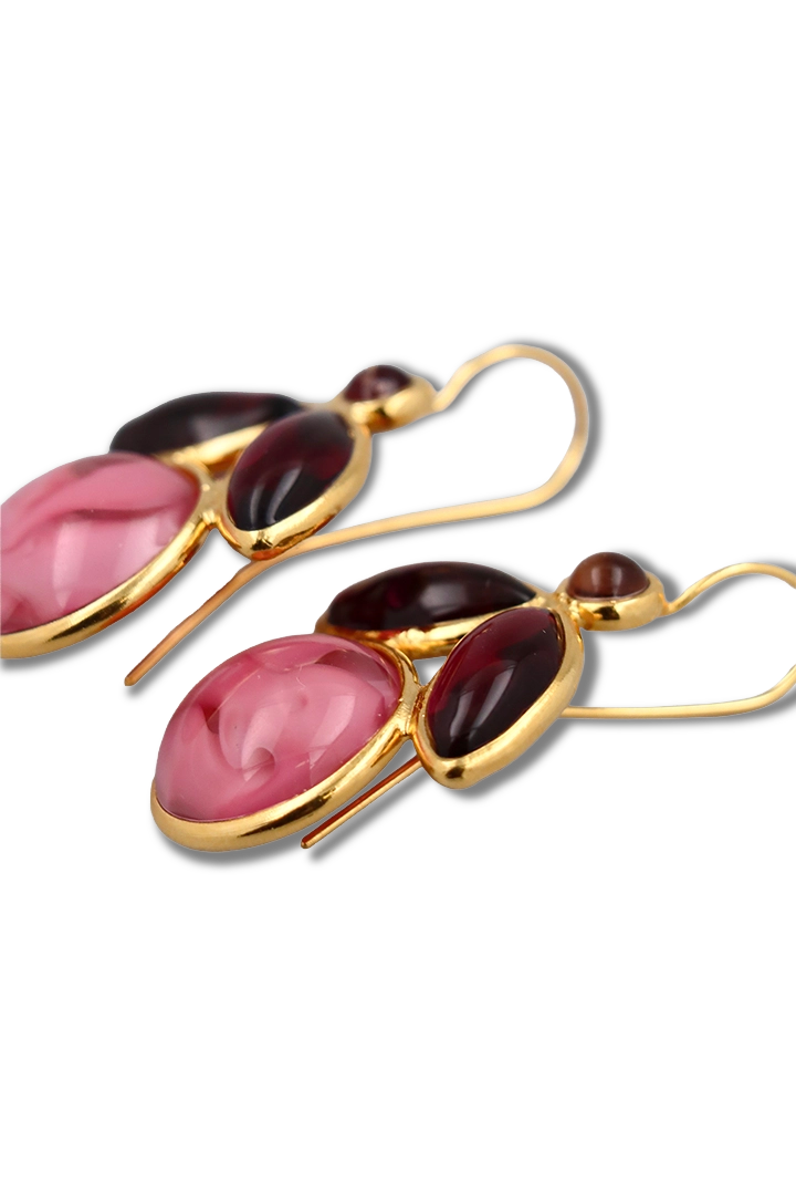 Boucles d'oreilles oreilles percées forme abeille rose et dorée