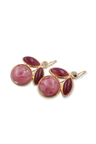 Boucles d'oreilles pâte de verre rose et métal dorée oreilles percées artisanat français 