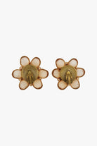 Boucles d'oreilles En Forme de Fleur Vintage et perles- Fermoir clip - Vintage