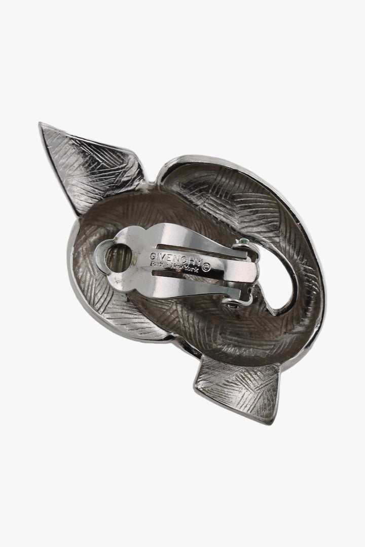 Boucles d'oreilles clip Givenchy signé de dos 