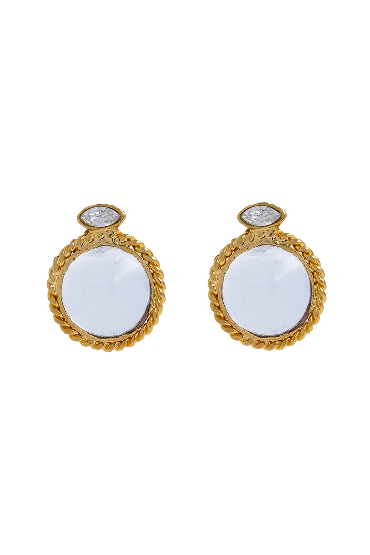 Boucles d'oreilles rondes cabochon oreilles percées en pâte de verre cristal