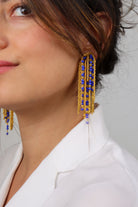 boucles d'oreilles dorée Gonzague perle bleu clip bijou fait main 