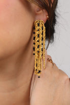 boucles d'oreilles Gonzague noir chaine dorée bijou fait main 