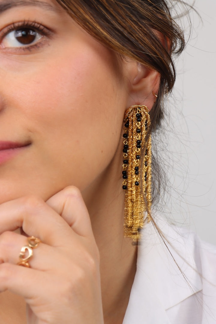  boucles d'oreilles Gonzague noir longues