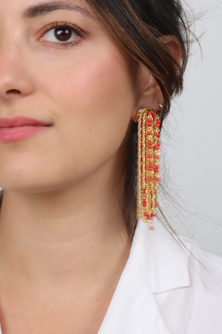 boucles d'oreilles Gonzague perle rouge clip