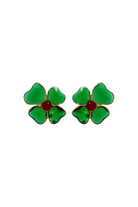 Boucles d'oreilles portée Amalfi pâte de verre emeraude transparent coulée flamme atelier Paris Françoise Montague