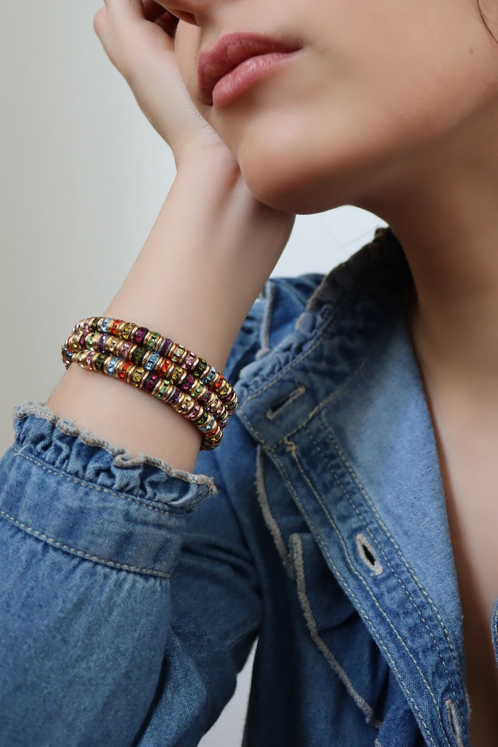 Bracelet en strass multicolor fabriqué en France