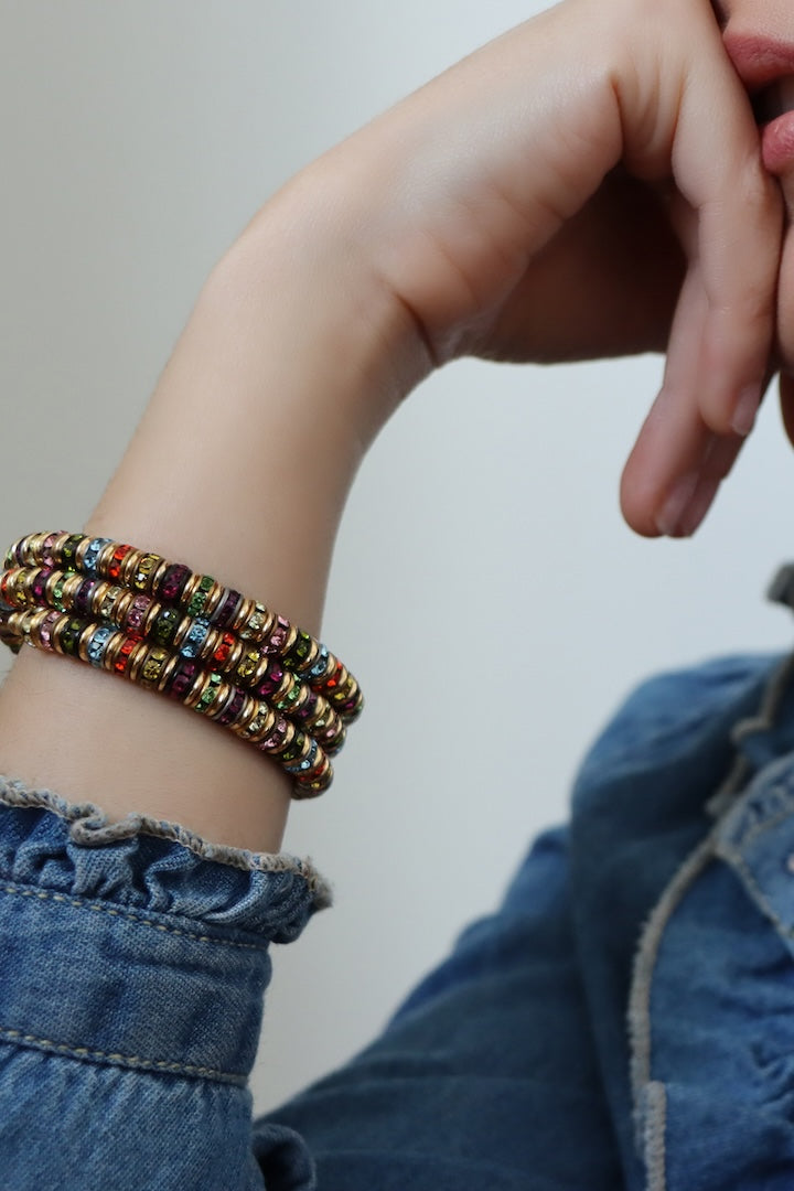 Bracelet Multicolor en strass françoise Montague fait à la main 