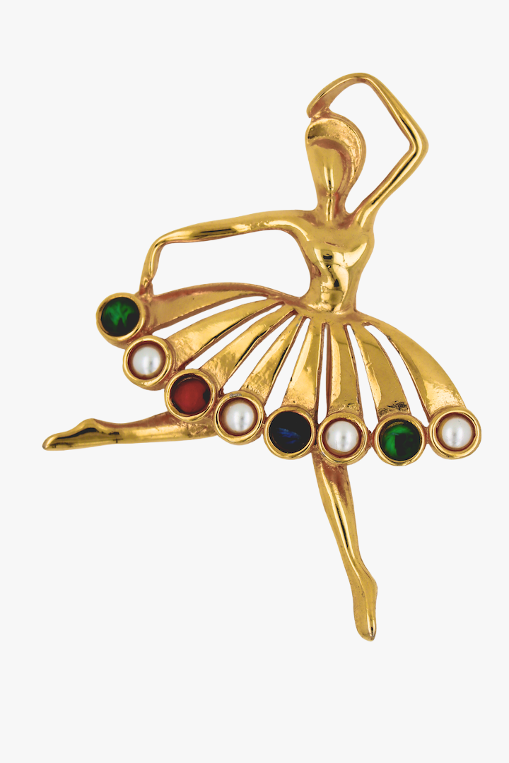 Broche dorée vintage en forme de danseuse étoile opéra vintage de collection 