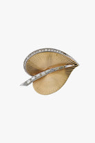 Broche Vintage Fantaisie doré, détail Strass en forme de feuilles - Marcel Boucher 
