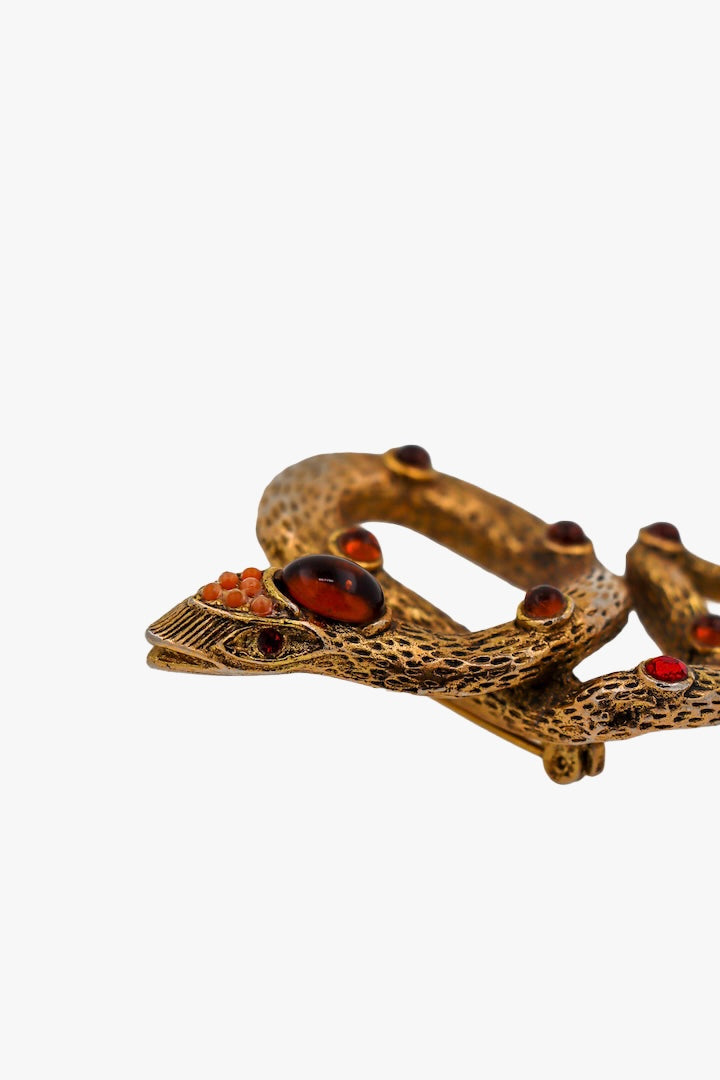 Broche spéciale nouvel an chinois 2025 en forme de serpent doré 