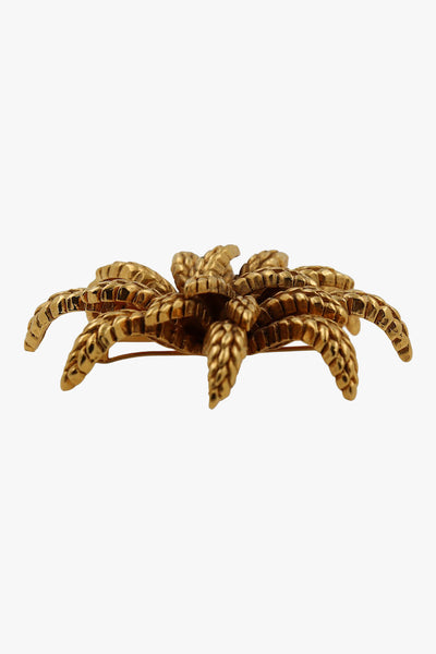Grande Broche couleur or poli monogramme A émail rouge vert bijou