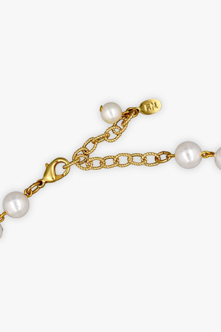 Collier court / Chocker en pâte de verre et en perles blanche Amalfi - Bijou fait à la main en France 