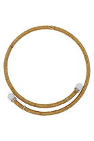 Collier ras de cou dorée et perles blanches et ornée de strass