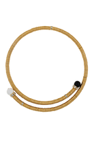 Collier ras de cou dorée et perles noir et opaline