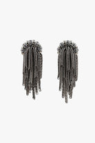 Boucles d'oreilles en chaînes argentée et strass - fait en france - françoise Montague 