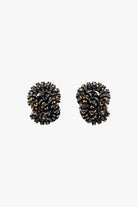 Boucles d'oreilles clip en perles et rondelles de strass Swarovski noir et doré bijou fait main en France
