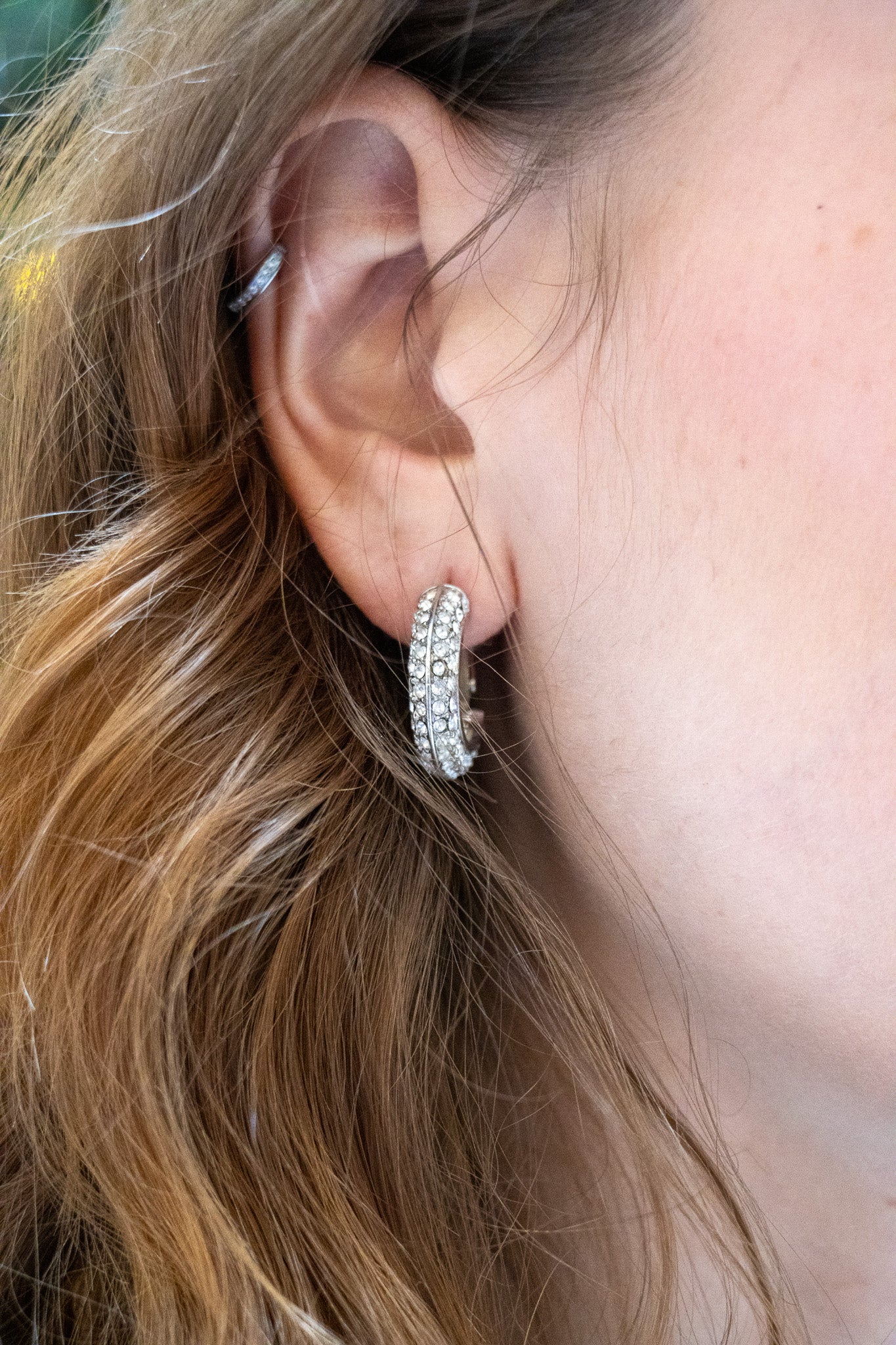 Créoles strass cristal et argentée idée cadeau femme noël