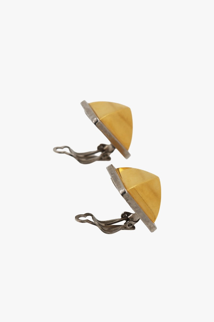 Boucles d'oreilles clip dorée vintage Hermes Paris doré et argenté