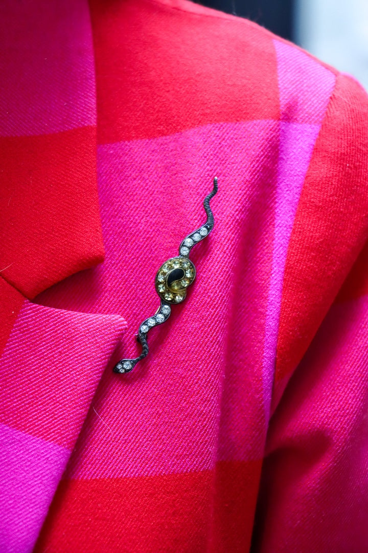 Fine broche serpent noir vintage 