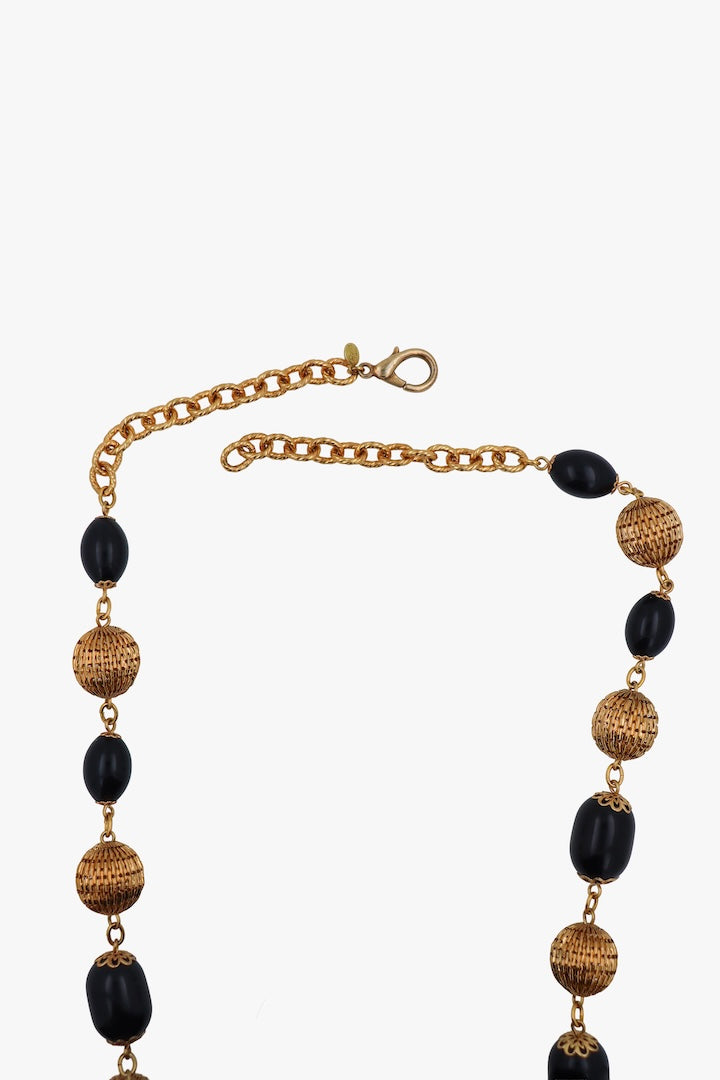 Sautoir En perles Doré et noir - Bijou fantaisie de luxe 