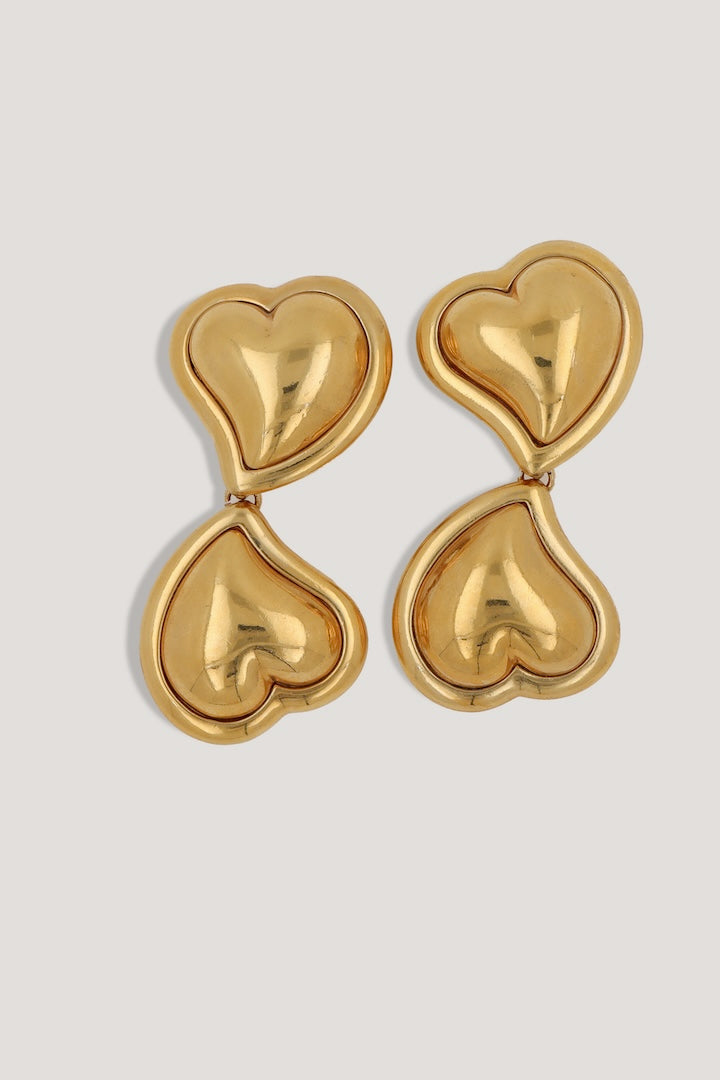 Boucles D'oreilles Clips Vintage Françoise Montague N°7 - Fausses Perles Dorées, Laiton, Occasion Très Bon état